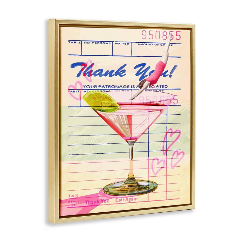Stupell Vintage Diver into Cocktail Framed Floater Canvas Wall Art Design By Lil' Rue