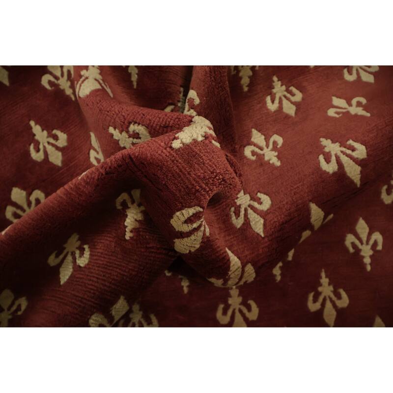 Hand Knotted Oriental 100% Wool Carpet Modern All-Over Oranges & Rust Nepalese Area Rug - 5' 11'' X 4' 1''