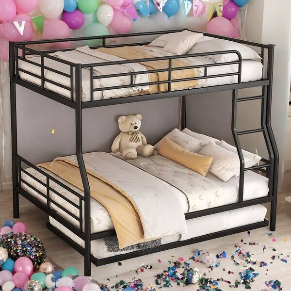 slide 2 of 48, Multifunctional Full XL Over Queen Metal Bunk Bed With Trundle,Save Space or Split Into 2 Beds