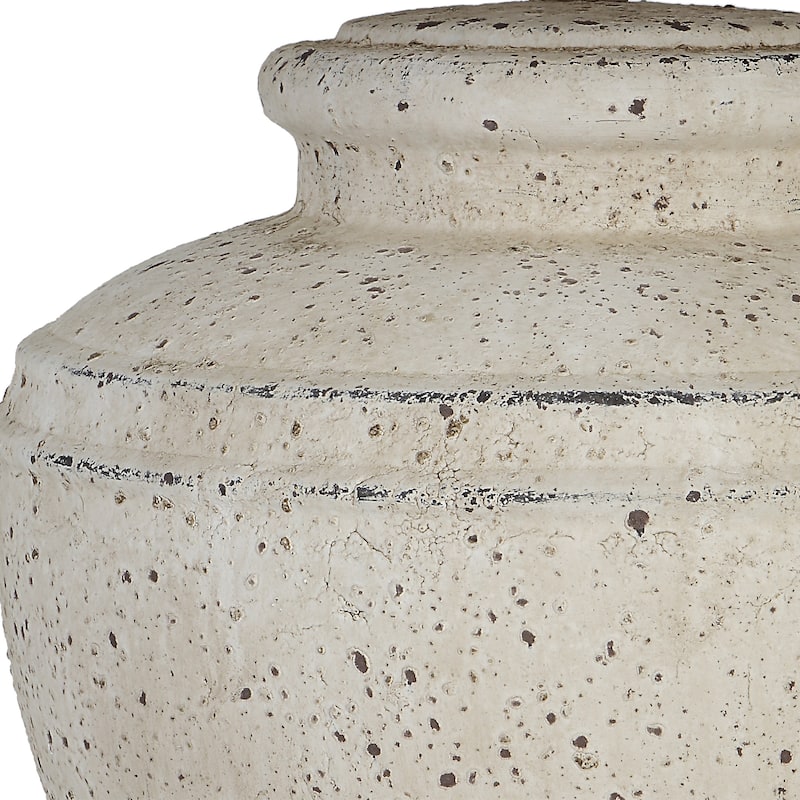 Distressed Stone Table Lamp with Drum Shade - 24.5" - White