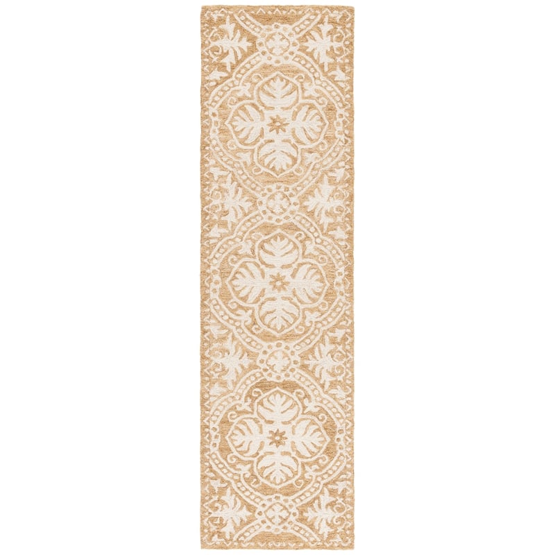 Lauren Ralph Lauren Handmade Nina Geometric Wool Rug - 2'3" x 8' Runner - Gold/Ivory