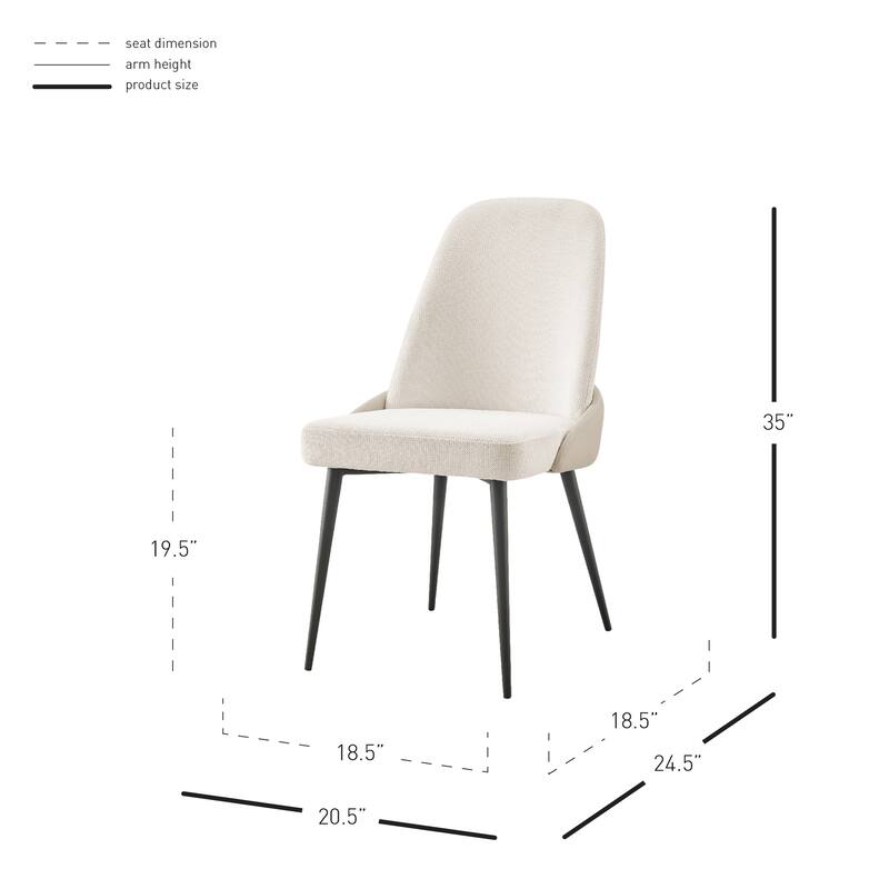 NPD Furniture Elodie Linen/Faux Leather Dining Side Chair (Set of 2)