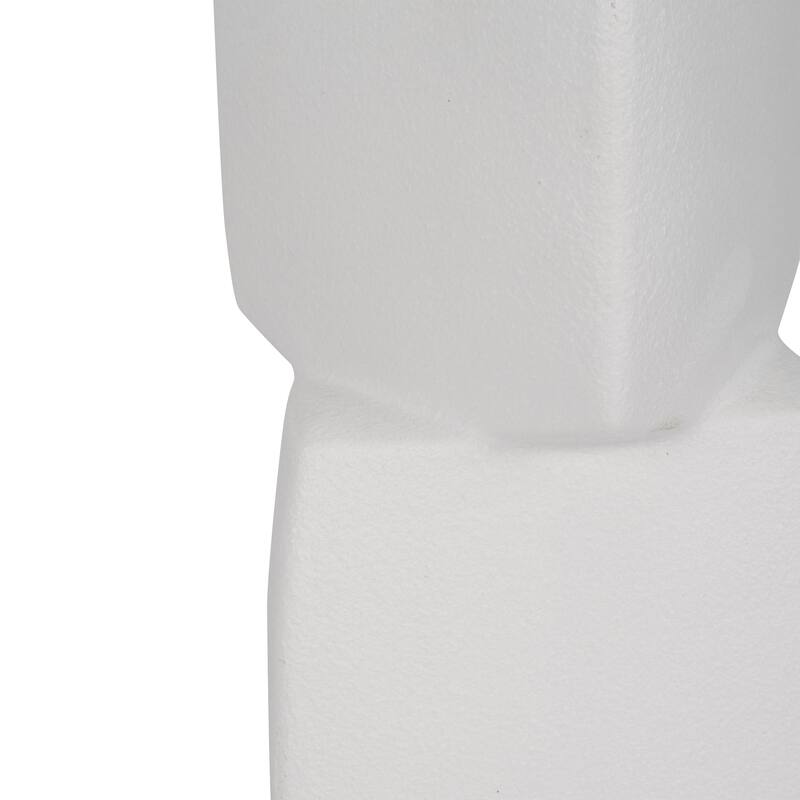Sagebrook Home 17" Stacked Triangle Rough Vase, Ivory, Cylinder, 17"H, Solid Color