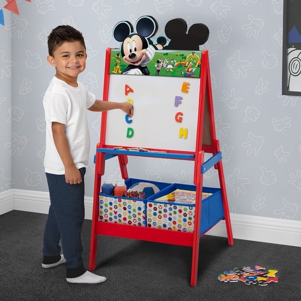 slide 2 of 5, Mickey Mouse Wooden Double Sided Activity Easel