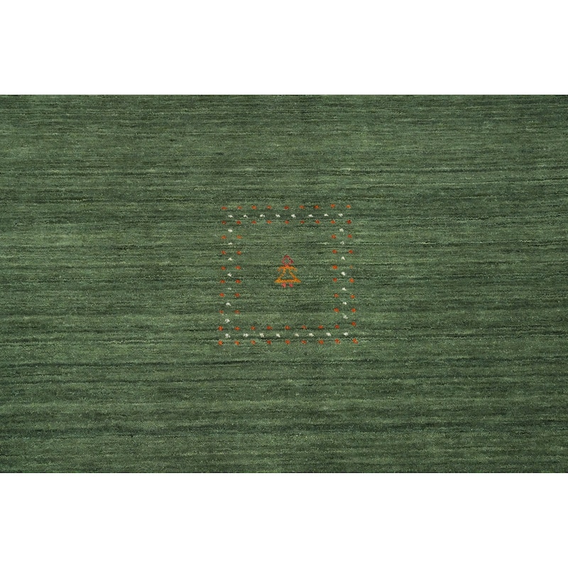 Hand Knotted Oriental 100% Wool Carpet Tribal Animal Pictorial Green Gabbeh Area Rug - 9' 8'' X 9' 9''