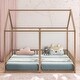 preview thumbnail 11 of 18, Twin Size House Platform Kids Beds Frame with Guardrails, Two Shared Beds for Bedroom, Safety Guaranteed, Easy Assembly, Black