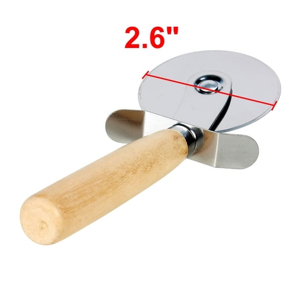 Kitchen Wooden Handle Stainless Steel Pastry Pizza Cutter Wheel Slicer - Silver Tone,Wood Color