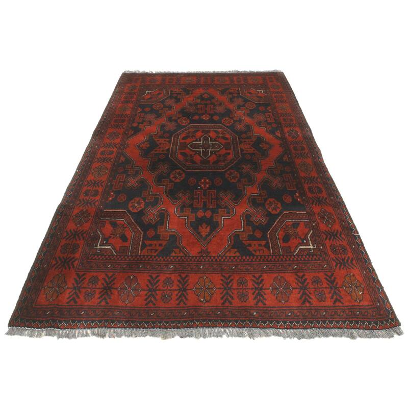 Tribal Biljik Khal Mohammadi Lincoln Red/Black Rug - 3'4'' x 4'9''
