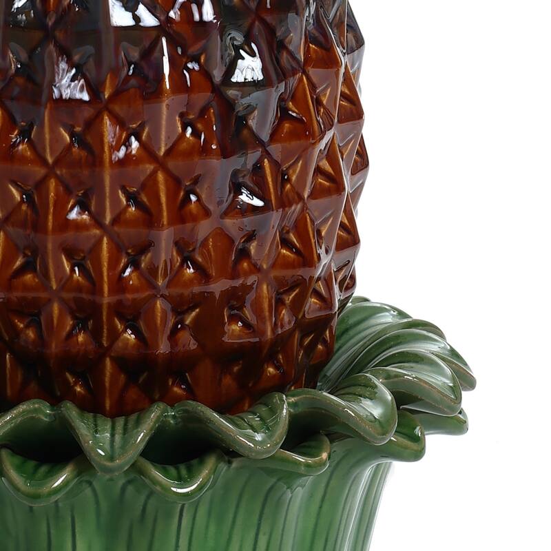 Pineapple Ceramic Indoor/Outdoor 17.1-In Tall Tabletop Fountain