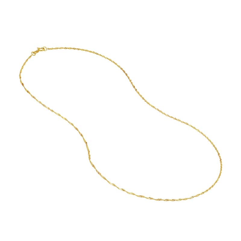 Curata 14k Yellow Gold 1.15mm Singapore Chain Necklace (Spring Ring)