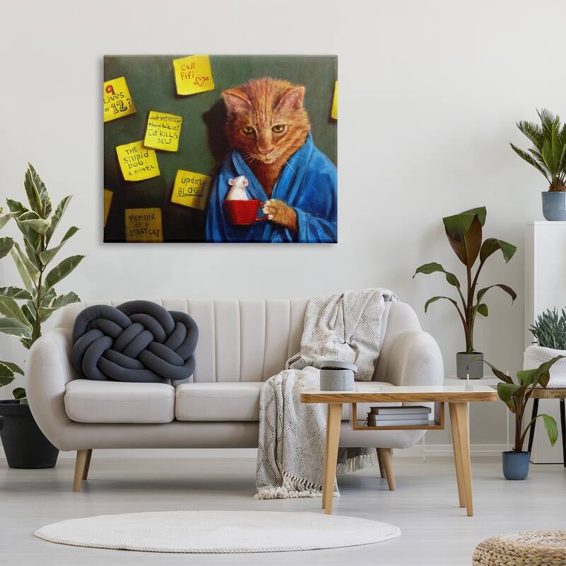 Stupell Funny Cat Morning Coffee Memo Reminders Canvas Wall Art by Lucia Heffernan