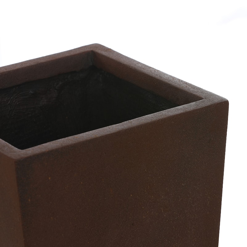 Rustic Brown MgO Tall Tapered Planter with Drainage Hole and Plug - 24.2" H