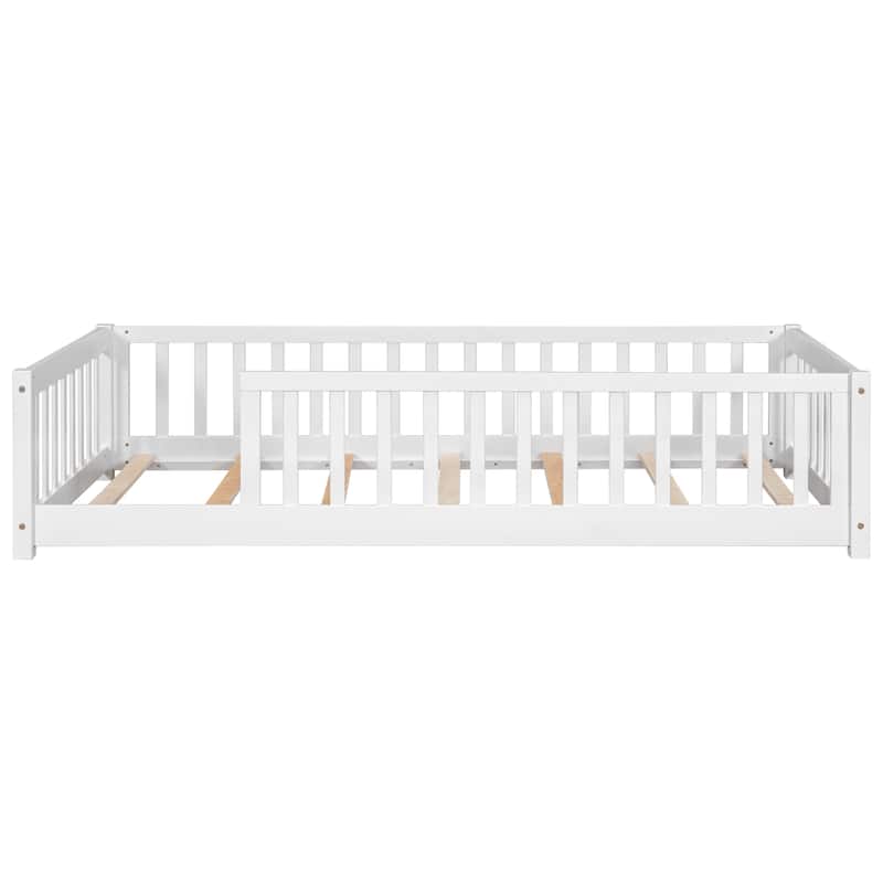 Twin Floor Platform Bed with Fence without Door