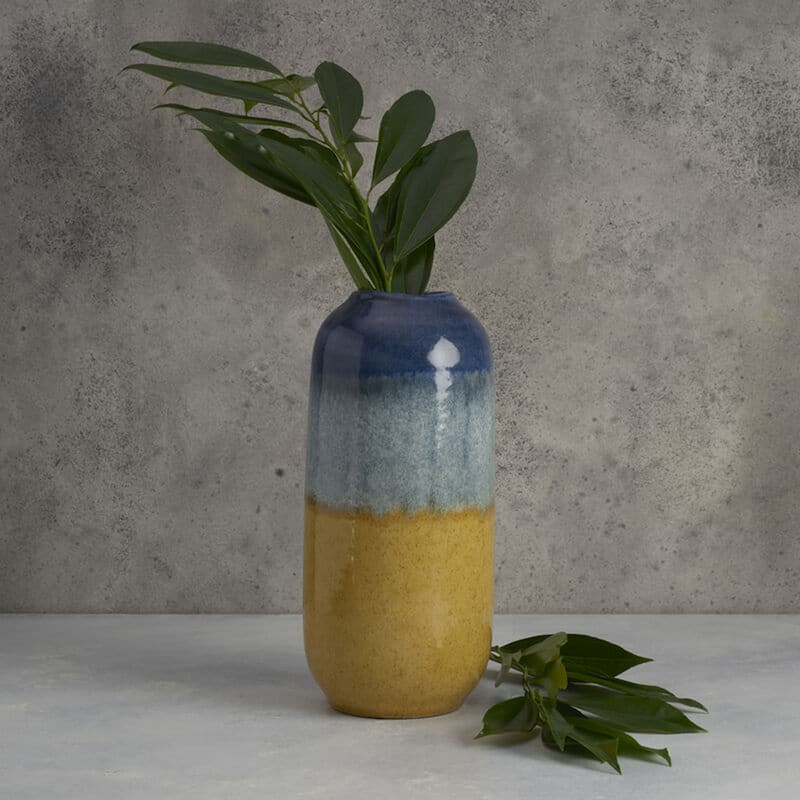 Elements Two-tone Ceramic Vase, 5X12 Inch
