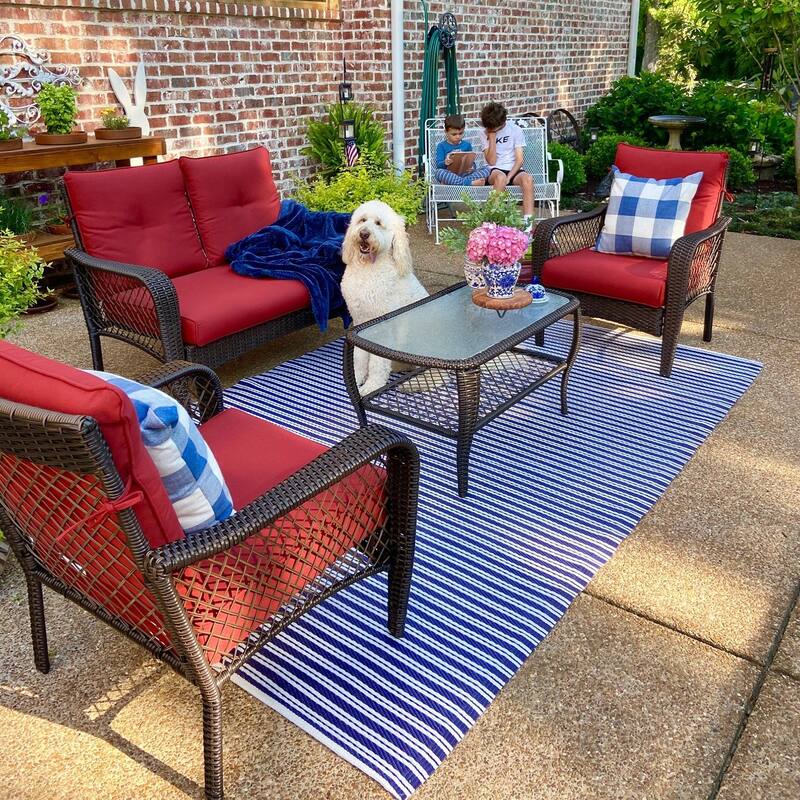 46 Piece Wicker Rattan Patio Conversation Set Sofa Set with a Loveseat