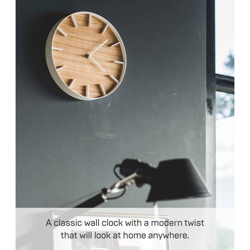 Yamazaki Home Wall Clock, Steel & Wood - L 1.65 x W 10.43 x H 10.43 inches