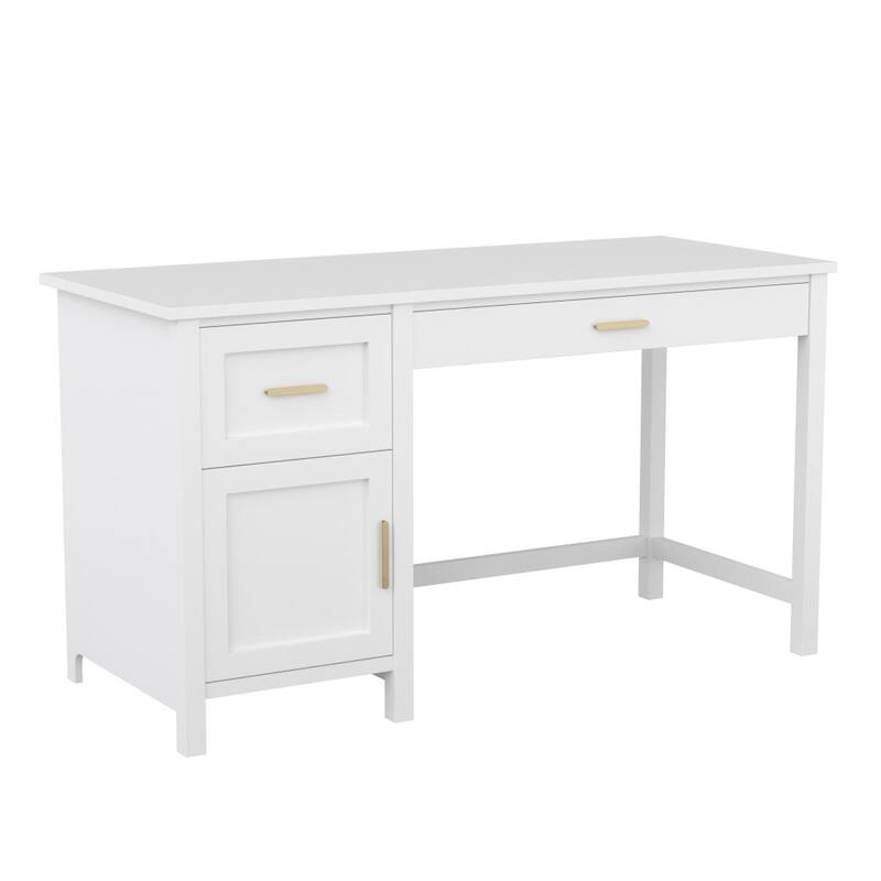 Martha Stewart Shaker Style Wood Home Office Desk with Storage Cabinet and 2 Drawers
