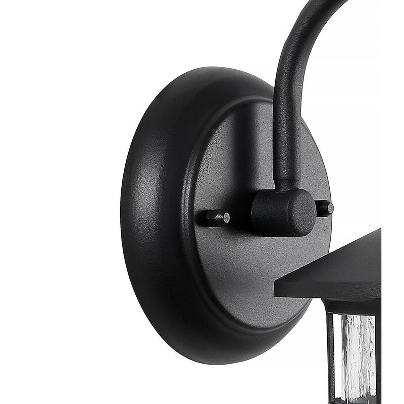 Plains 6" 1-Light Iron/Seeded Glass Cottage Rustic Scrolled Lantern LED Outdoor Lantern, Black (Set of 2) by JONATHAN Y