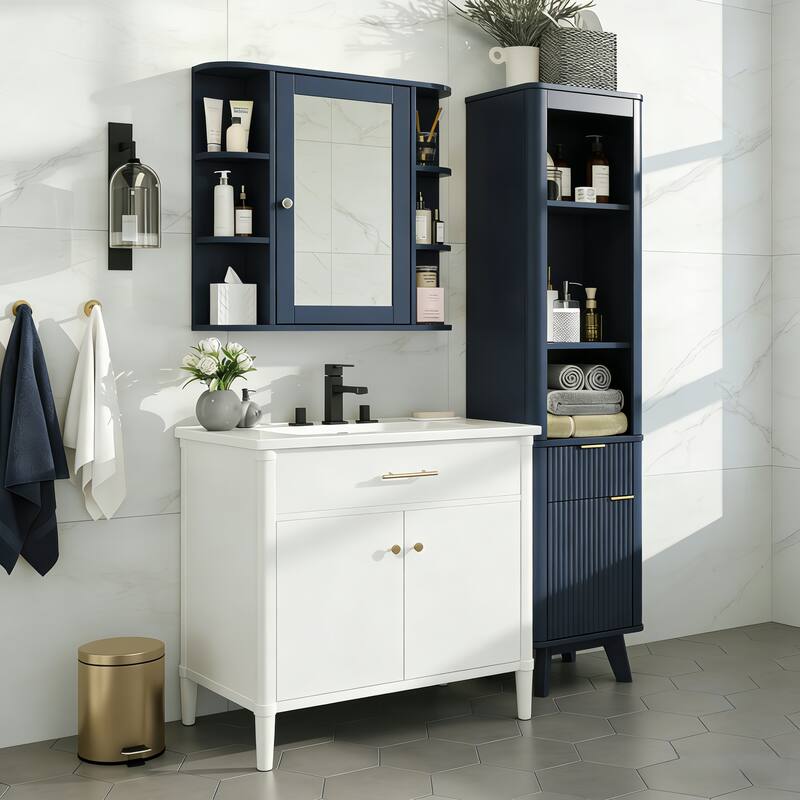Christopher Knight Home - Modern Wall Mounted Medicine Cabinet with Mirror and Adjustable Shelves
