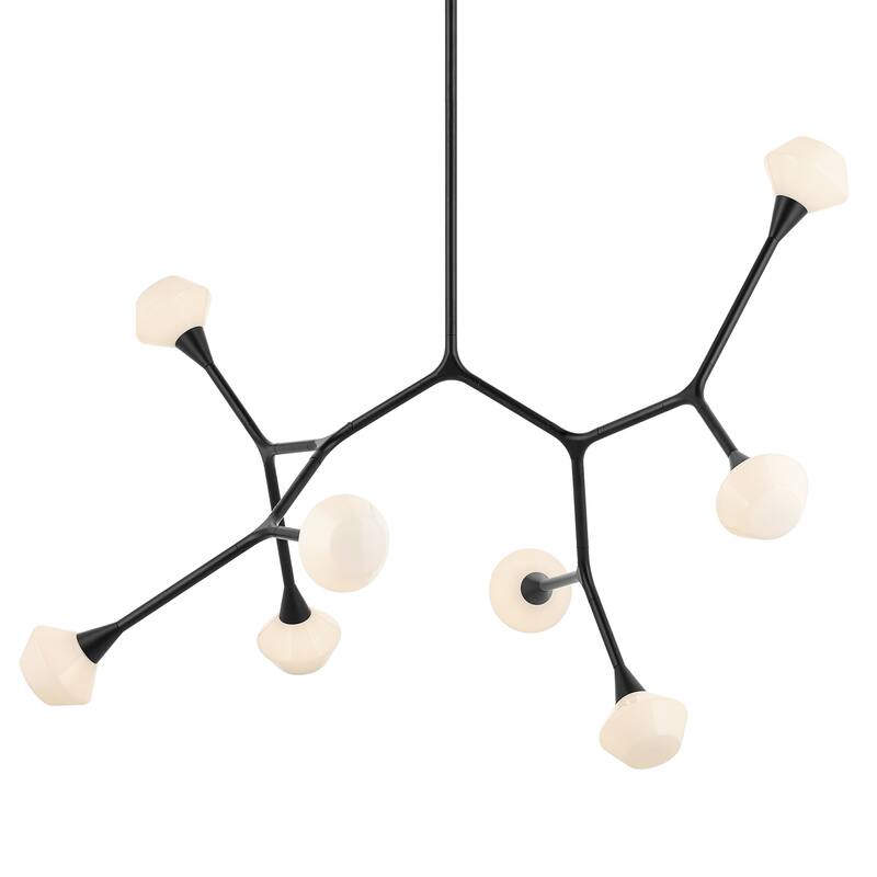 Cassius 52.5 Inch 8 Light Convertible Chandelier with Opal Glass in Black