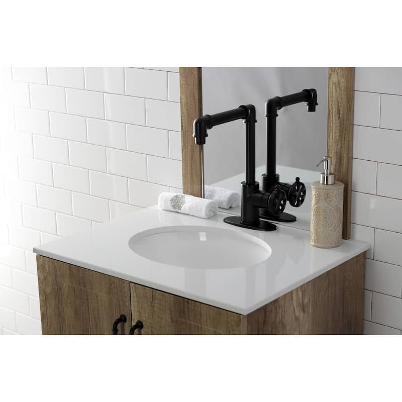 Kingston Brass Belknap Single-Handle 1-Hole Deck Mount Bathroom Faucet with Push Pop-Up - Matte Black