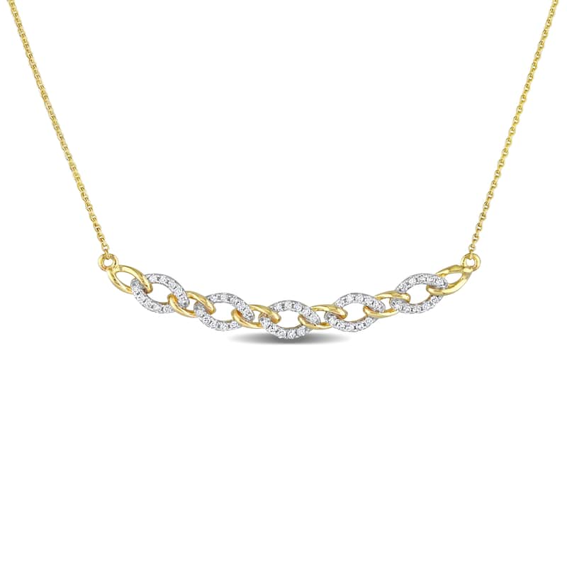 Miadora 1/6ct TDW Diamond Oval Link Necklace in 10k Yellow Gold
