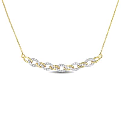Miadora 1/6ct TDW Diamond Oval Link Necklace in 10k Yellow Gold