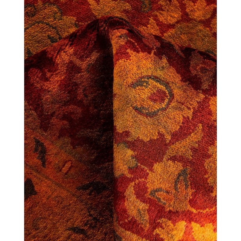 Overton Hand Knotted Wool Vintage Inspired Modern Contemporary Overdyed Orange Area Rug - 3' 3" x 5' 4"