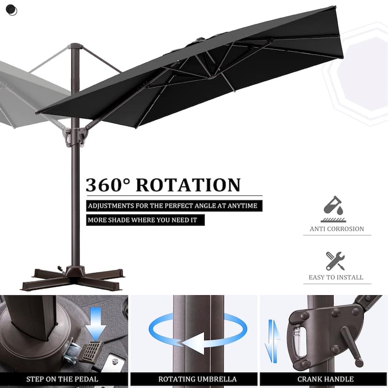 Pellebant 9 FT x 11 FT Outdoor Cantilever-Offset Umbrella with Premium Base Stand