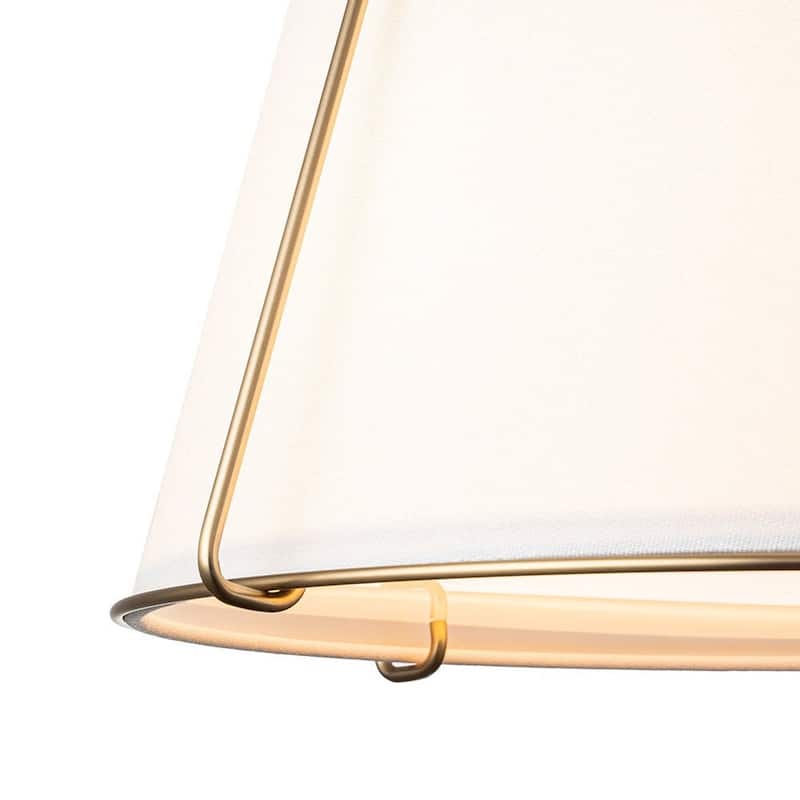 Brass 4-Light Wide Drum Linen Ceiling Light - 17in Mid-Century