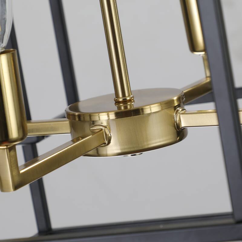 18" Modern 8-Light Geometric Pendant Chandelier, Industrial Metal Frame, Adjustable Hanging Light (No Bulbs)