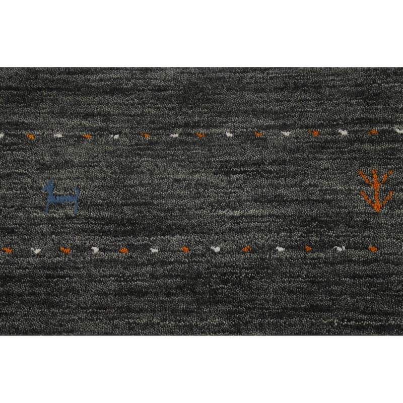 Gabbeh Indian Square Area Rug Hand-Knotted Wool Carpet - 6'7" x 6'9"