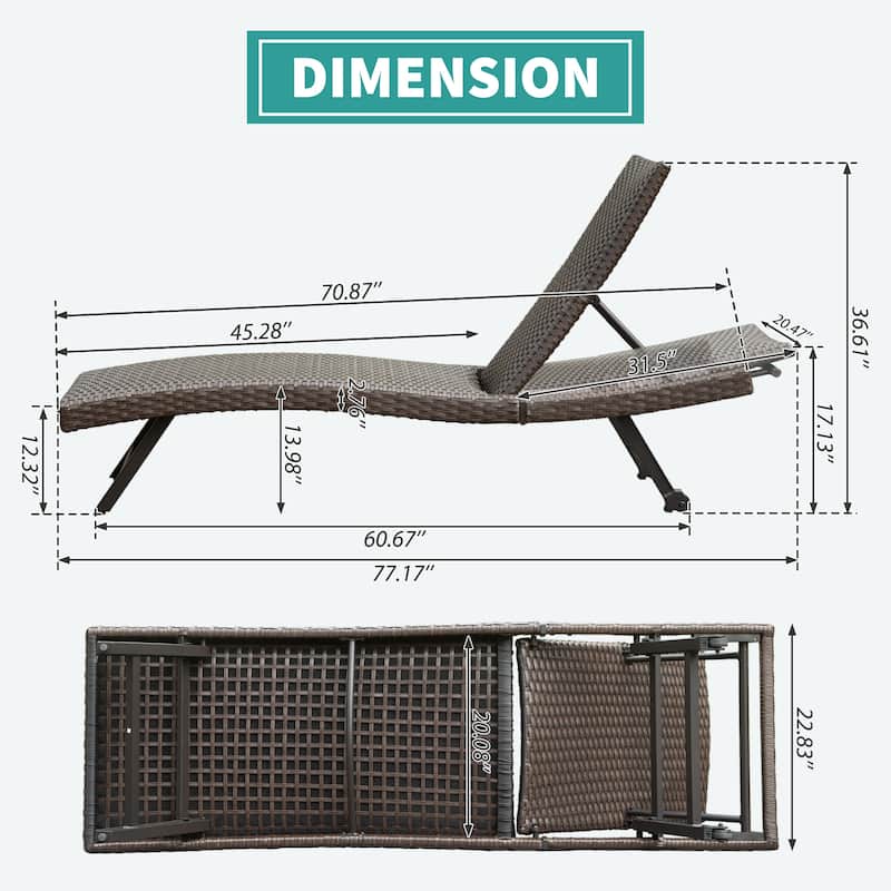 2-Piece Aluminum Wicker Outdoor Chaise Lounge