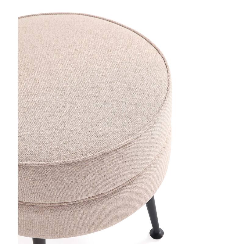 Upholstered Accent Ottoman with Metal Legs Mid Century Modern Design