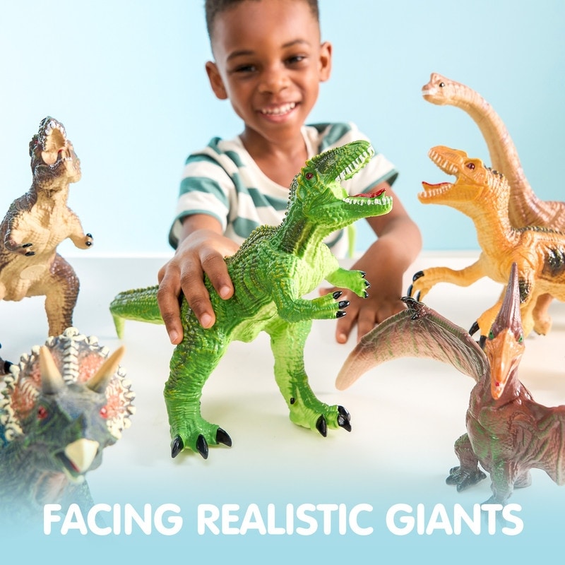 6Pcs Dinosaur Figures with an Educational Book - Multicolor