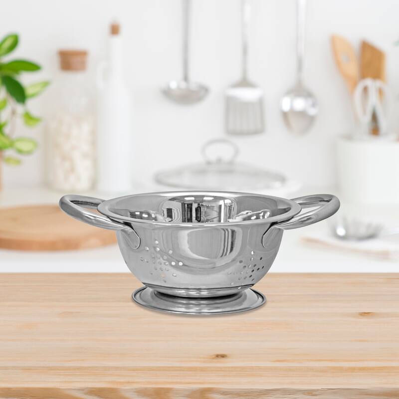 IH Casa Decor Stainless Steel Colander With Handles 6.25" - Set of 2 - Silver - Silver