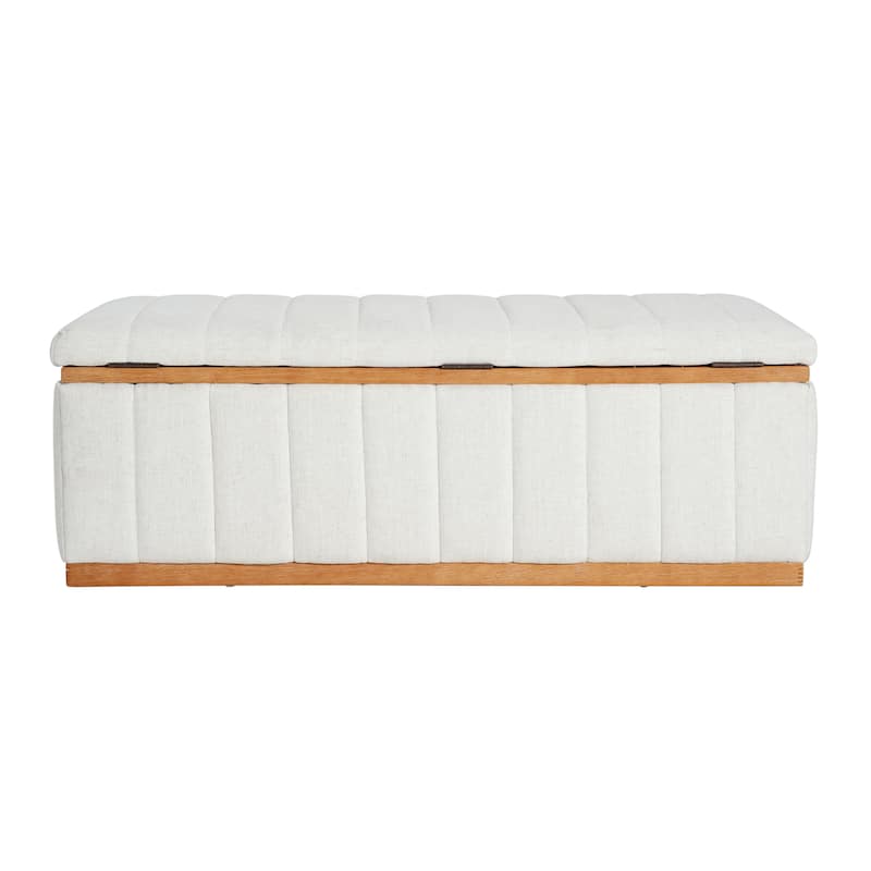Christopher Knight Home - Beige Performance Fabric Upholstered Storage Bench with Wood Frame