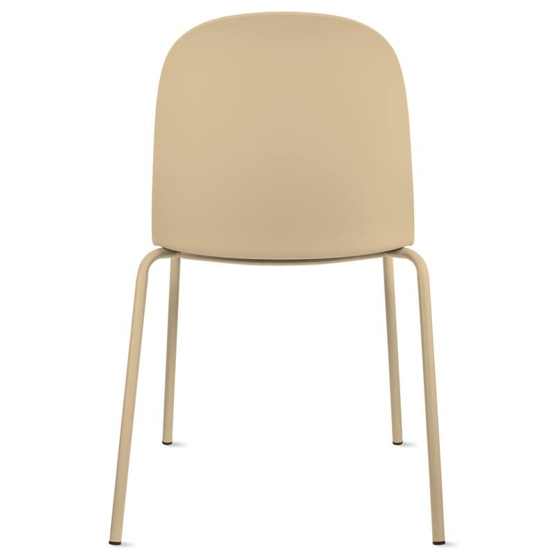 Set of 4 Modern Dining Side Chairs, Armless Molded Plastic Shell Seat with Metal Legs, Stackable Contemporary Chairs