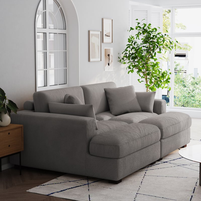 Navaeh Corduroy Modular Sectional Sofa Large Couch Sleeper Chaise