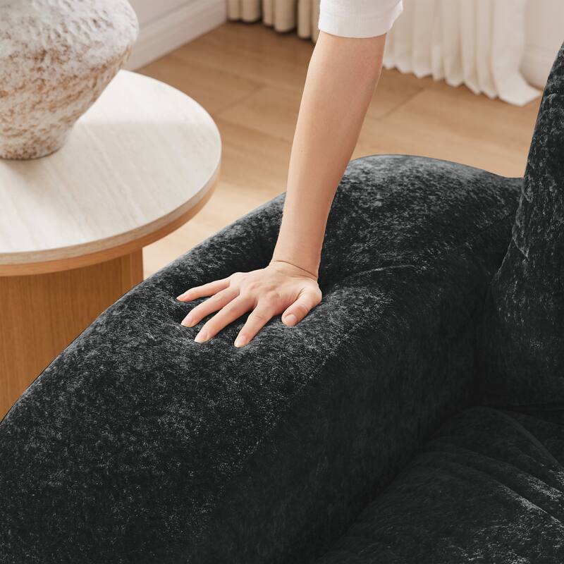 Rossetta 110'' 3-Seater L-Shaped Anti-Slip Design Retro Classic Color Velvet Tufted Modular Boneless Sofa with 1 Movable Ottoman