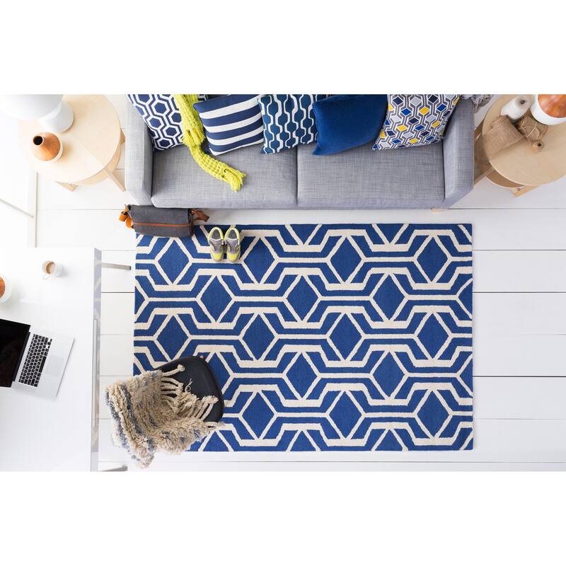 Pass Hand-Tufted Retro Geometric Wool Rug (7'6 x 9'6)