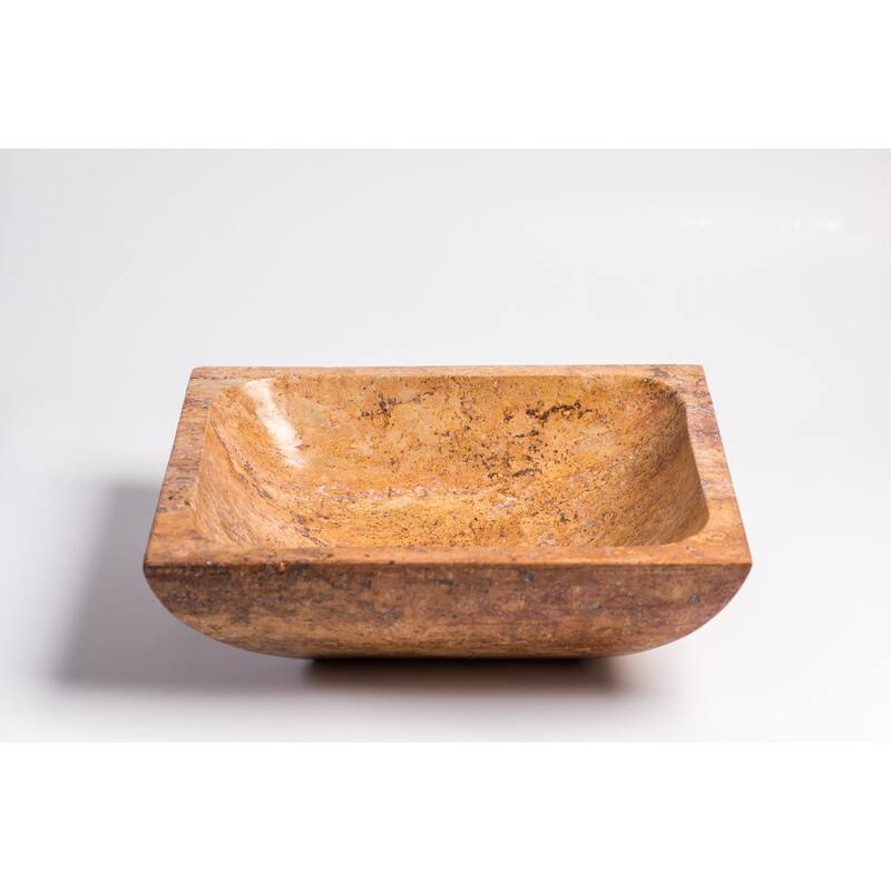 Natural Stone Vessel Bathroom Sink - Rectangular Stone Sink