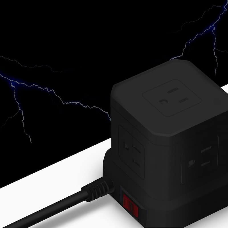 Cube surge protector power strip with usb ports 10ft extension cord