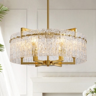 25.6 in. Gold Modern Crystal Chandelier Glam Dimmable Pendant Light ...