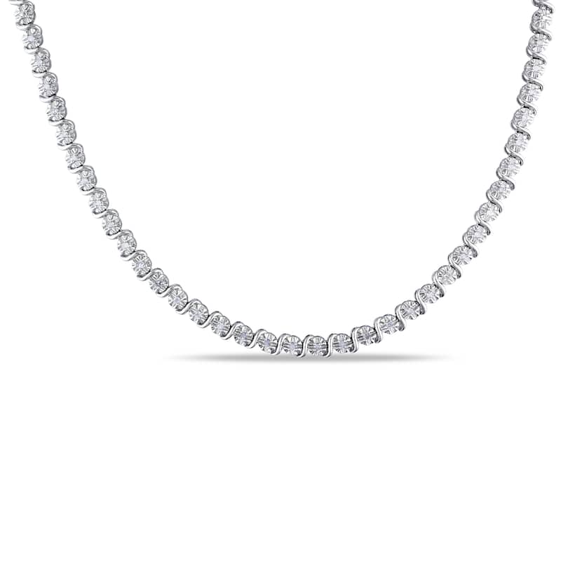 Miadora 1/2ct TDW Diamond Necklace in Sterling Silver - 17 in x 4.9 mm