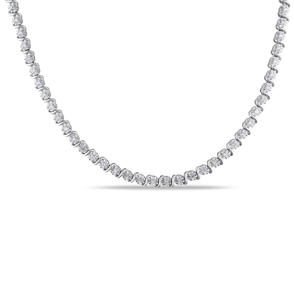 Miadora 1/2ct TDW Diamond Necklace in Sterling Silver - 17 in x 4.9 mm