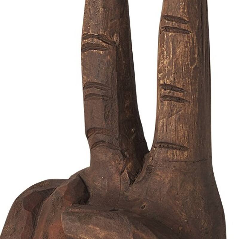 HomeRoots 13" Brown Fabric Hand Tabletop Sculpture - 4" W x 4" D x 13" H