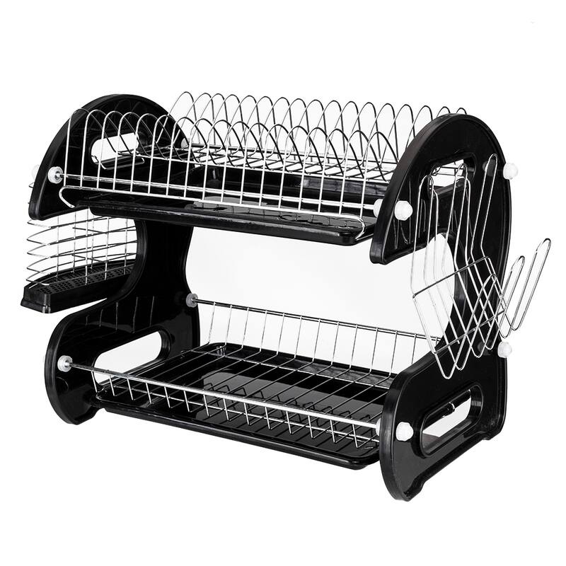 Multifunctional Dish Drainer Dual Layers Bowls & Dishes & Chopsticks & Spoons Collection Shelf