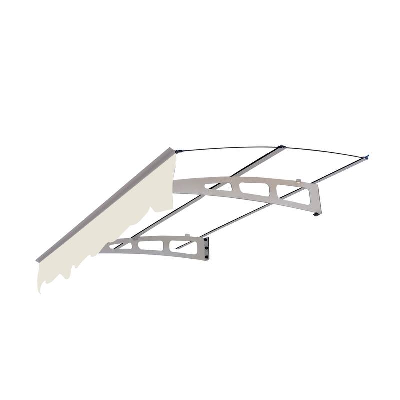 Series Door Window Awning Canopy Made of 0.137Inch Thick Crystal Solid Polycarbonate Sheet and Aluminum Alloy with Valance - Silver+Clear