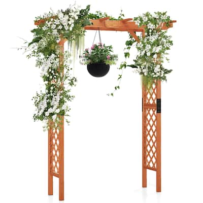 Costway Arbor Over 7FT High Wooden Garden Arch Trellis Pergola Outdoor - See Details